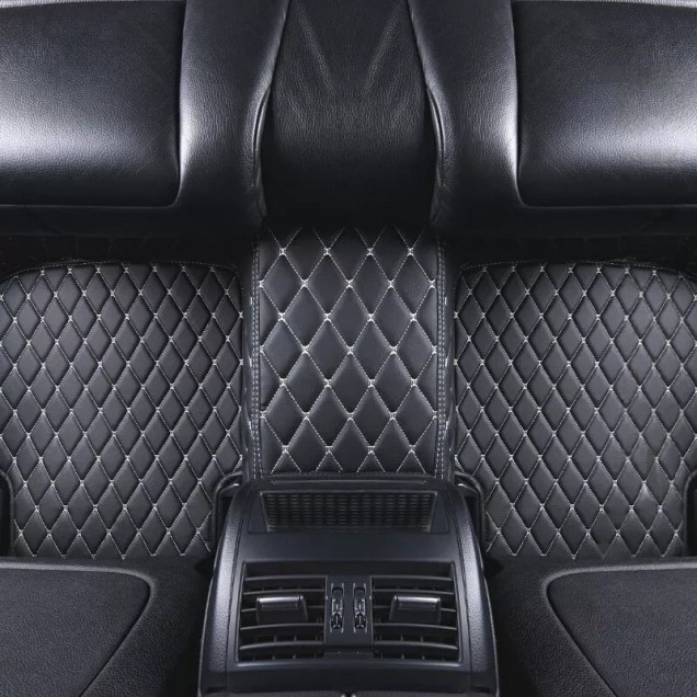 Black and Beige Stitching Luxury Leather Diamond Car Floor Mats Stores Black and Beige Stitching Luxury Leather Diamond Car Floor Mats Stores