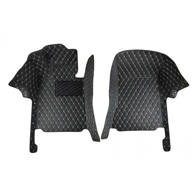 Black and Beige Stitching Luxury Leather Diamond Car Floor Mats Stores Black and Beige Stitching Luxury Leather Diamond Car Floor Mats Stores