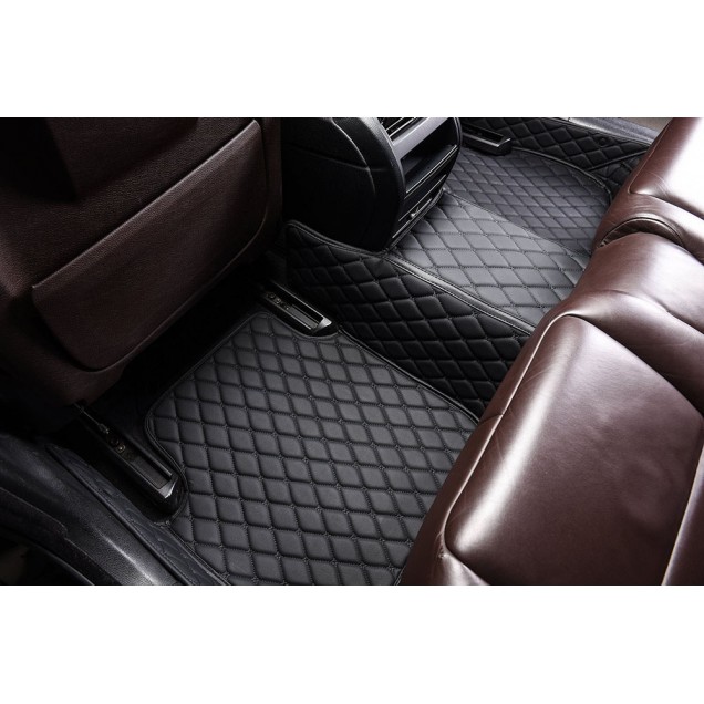 Black and Black Stitching Luxury Leather Diamond Car Floor Mats Stores Black and Black Stitching Luxury Leather Diamond Car Floor Mats Stores