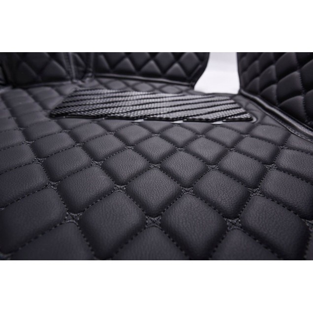 Black and Black Stitching Luxury Leather Diamond Car Floor Mats Stores Black and Black Stitching Luxury Leather Diamond Car Floor Mats Stores