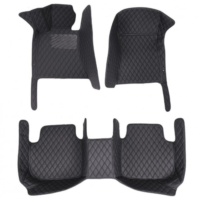 Black and Black Stitching Luxury Leather Diamond Car Floor Mats Stores Black and Black Stitching Luxury Leather Diamond Car Floor Mats Stores
