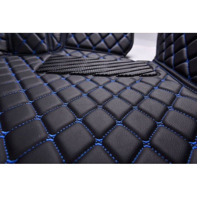 Black and Blue Stitching Luxury Leather Diamond Car Floor Mats Stores Black and Blue Stitching Luxury Leather Diamond Car Floor Mats Stores