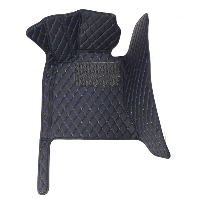 Black and Blue Stitching Luxury Leather Diamond Car Floor Mats Stores Black and Blue Stitching Luxury Leather Diamond Car Floor Mats Stores