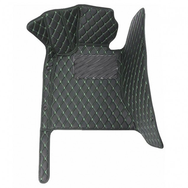 Black and Green Stitching Luxury Leather Diamond Car Floor Mats Stores Black and Green Stitching Luxury Leather Diamond Car Floor Mats Stores