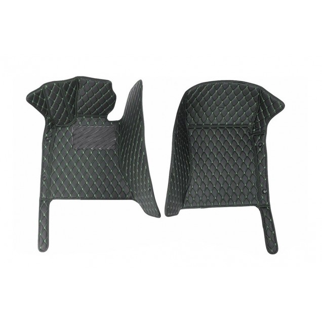 Black and Green Stitching Luxury Leather Diamond Car Floor Mats Stores Black and Green Stitching Luxury Leather Diamond Car Floor Mats Stores