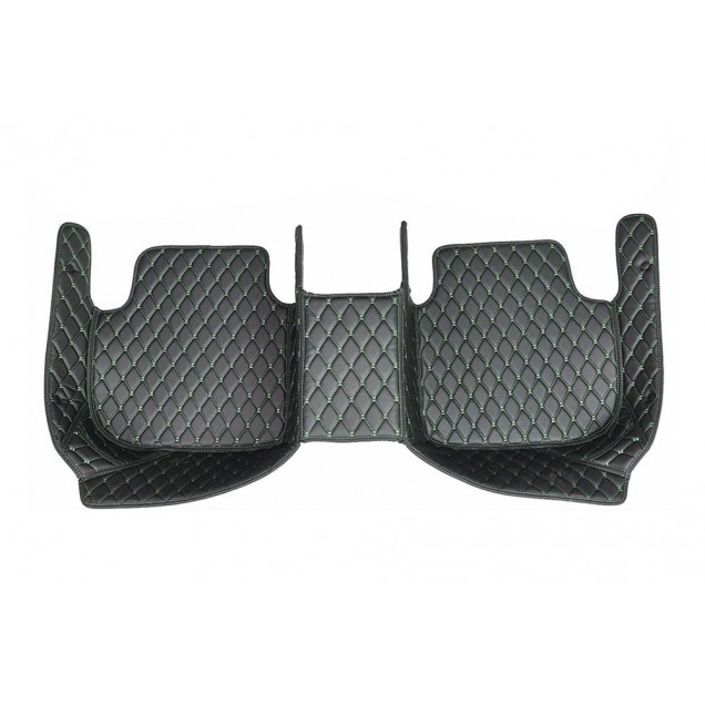 Black and Green Stitching Luxury Leather Diamond Car Floor Mats Stores Black and Green Stitching Luxury Leather Diamond Car Floor Mats Stores