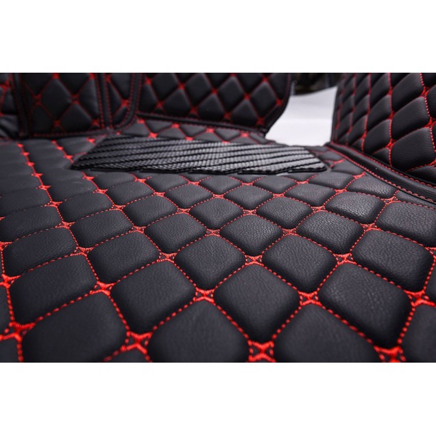 Black and Red Stitching Luxury Leather Diamond Car Floor Mats Stores Black and Red Stitching Luxury Leather Diamond Car Floor Mats Stores