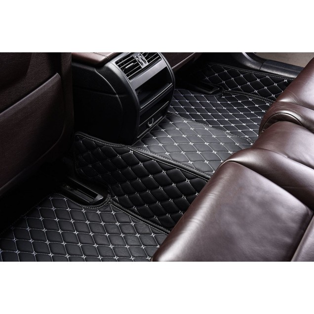 Black and White Stitching Luxury Leather Diamond Car Mats Stores Black and White Stitching Luxury Leather Diamond Car Mats Stores