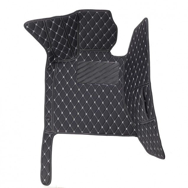 Black and White Stitching Luxury Leather Diamond Car Floor Mats Stores Black and White Stitching Luxury Leather Diamond Car Floor Mats Stores