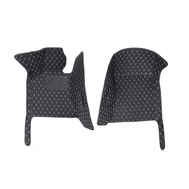 Black and White Stitching Luxury Leather Diamond Car Floor Mats Stores Black and White Stitching Luxury Leather Diamond Car Floor Mats Stores