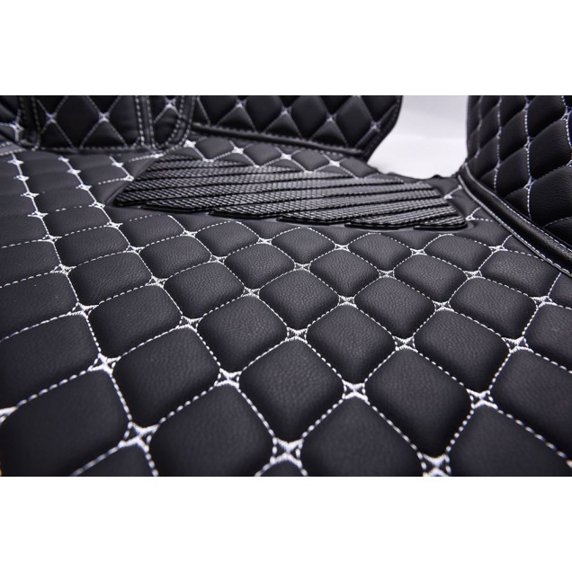 Black and White Stitching Luxury Leather Diamond Car Mats Stores Black and White Stitching Luxury Leather Diamond Car Mats Stores