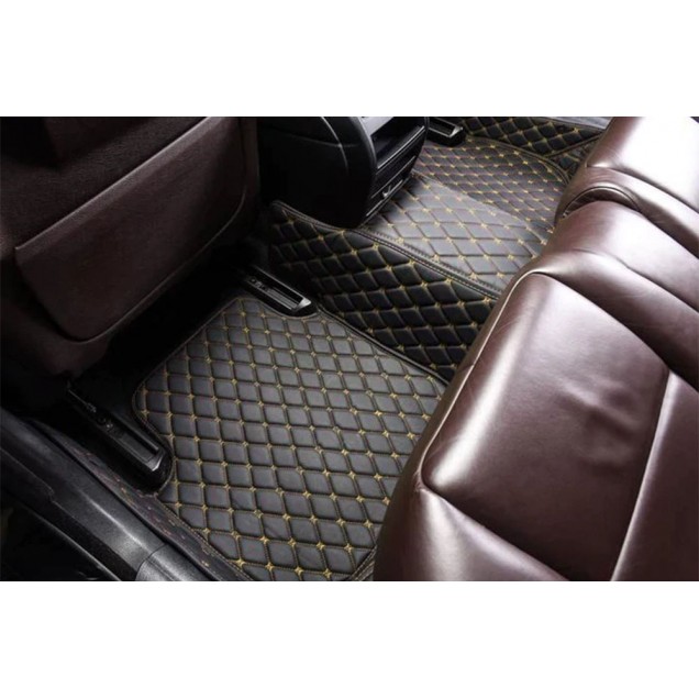 Black and Yellow Stitching Luxury Leather Diamond Car Floor Mats Stores Black and Yellow Stitching Luxury Leather Diamond Car Floor Mats Stores
