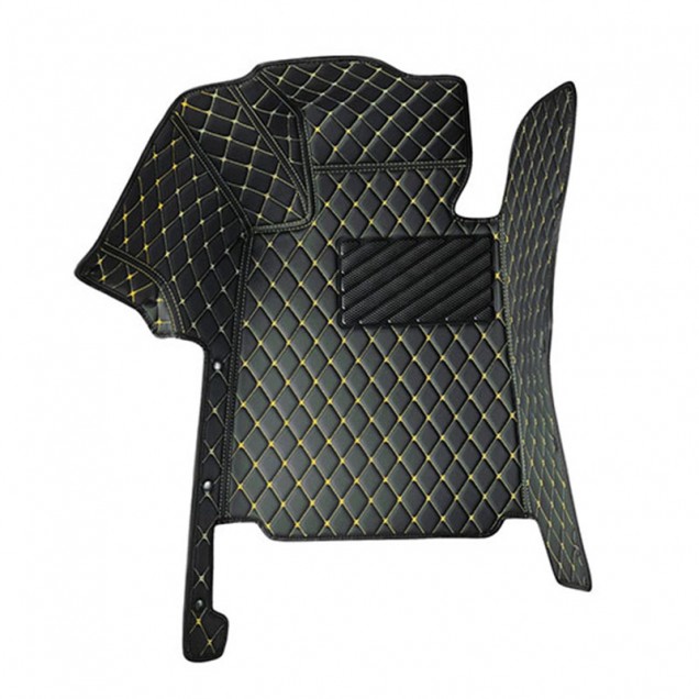 Black and Yellow Stitching Luxury Leather Diamond Car Floor Mats Stores Black and Yellow Stitching Luxury Leather Diamond Car Floor Mats Stores