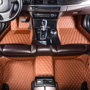 Brown Luxury Leather Diamond Car Floor Mats Stores