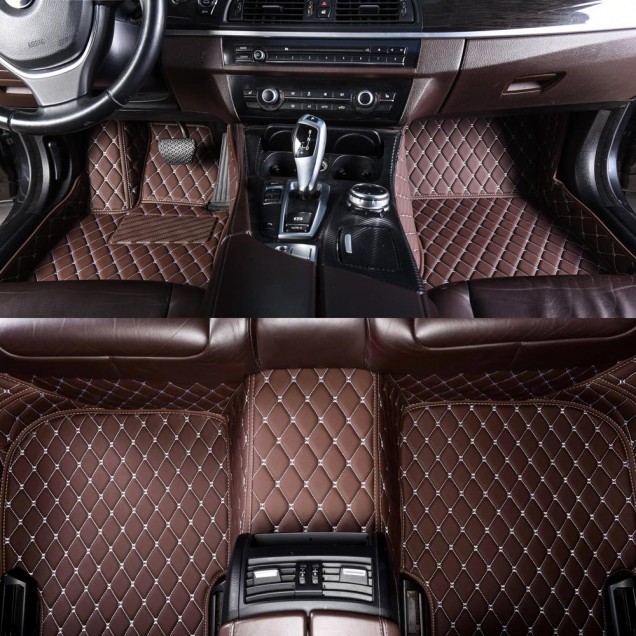 Dark Brown Luxury Leather Diamond Car Floor Mats Stores Dark Brown Luxury Leather Diamond Car Floor Mats Stores