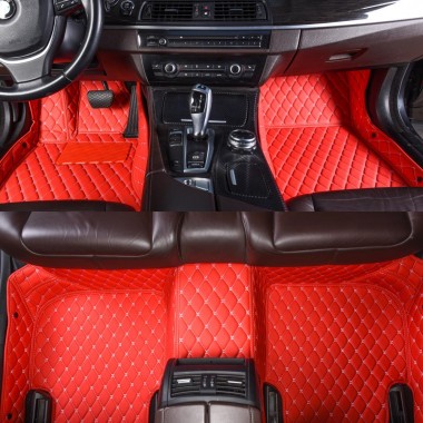 Red Luxury Leather Diamond Car Floor Mats Stores