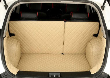 Beige Full Cover Luxury Leather Diamond Trunk Car Mats Stores