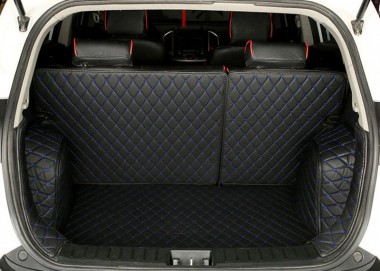 Black and Blue Stitching Full Cover Luxury Leather Diamond Trunk Car Mats Stores