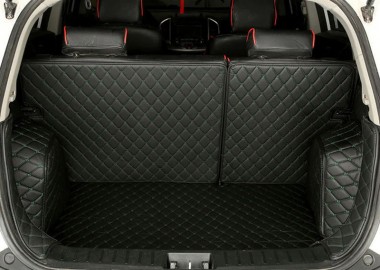 Black and Green Stitching Full Cover Luxury Leather Diamond Trunk Car Mats Stores