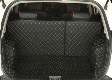 Black and White Stitching Full Cover Luxury Leather Diamond Trunk Car Mats Stores