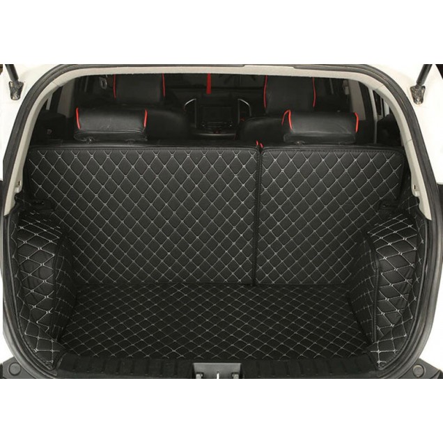 Black and White Stitching Full Cover Luxury Leather Diamond Trunk Car Mats Stores