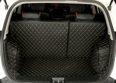 Black and Yellow Stitching Full Cover Luxury Leather Diamond Trunk Car Mats Stores