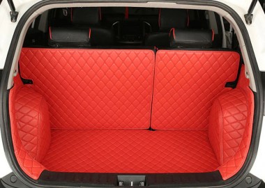 Red Full Cover Luxury Leather Diamond Trunk Car Mats Stores