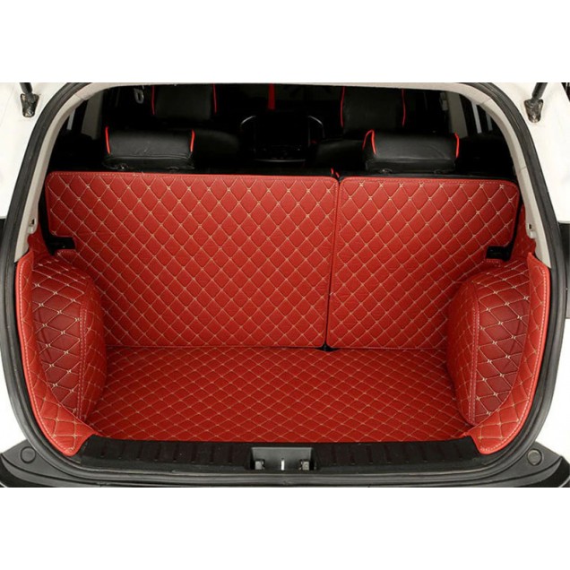 Wine Red Full Cover Luxury Leather Diamond Trunk Car Mats Stores