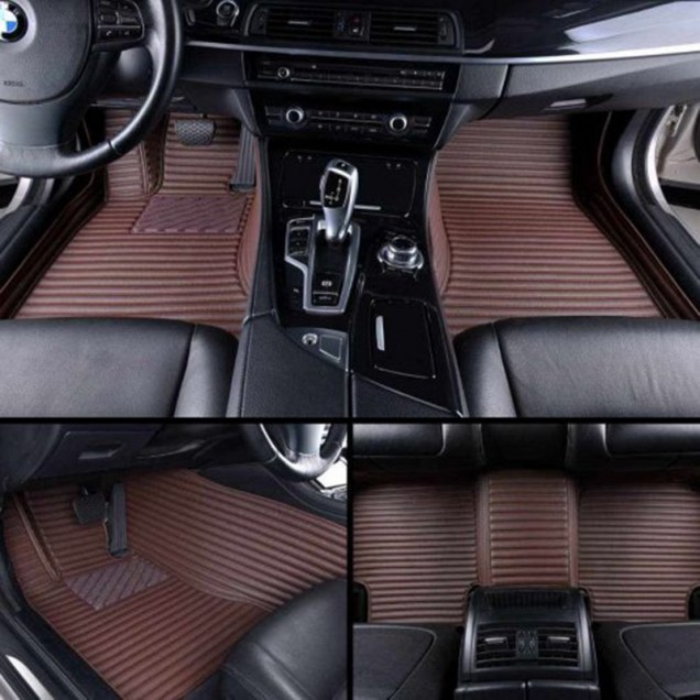 Dark Brown Luxury Leather Stripe Car Mats Stores Dark Brown Luxury Leather Stripe Car Mats Stores