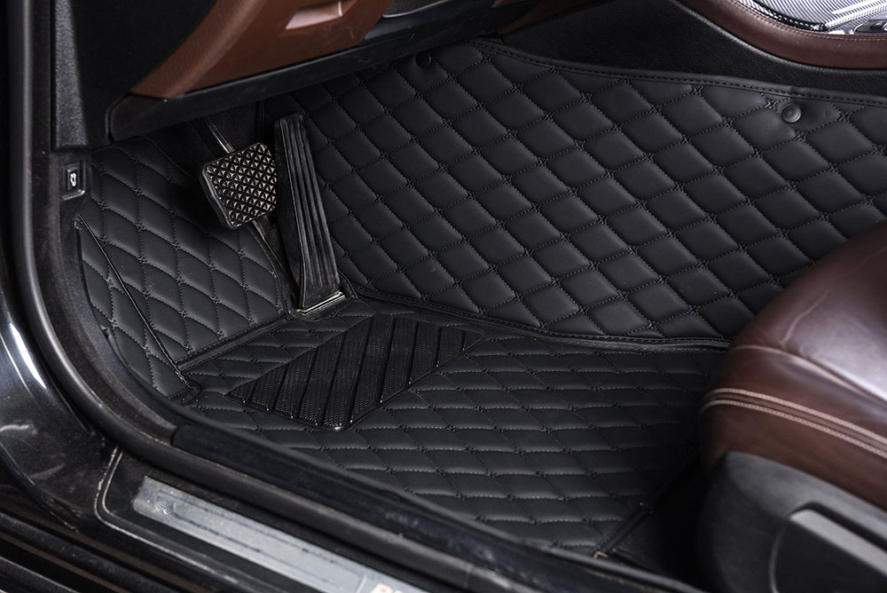 Black and Black Stitching Custom Diamond Car Mats Stores