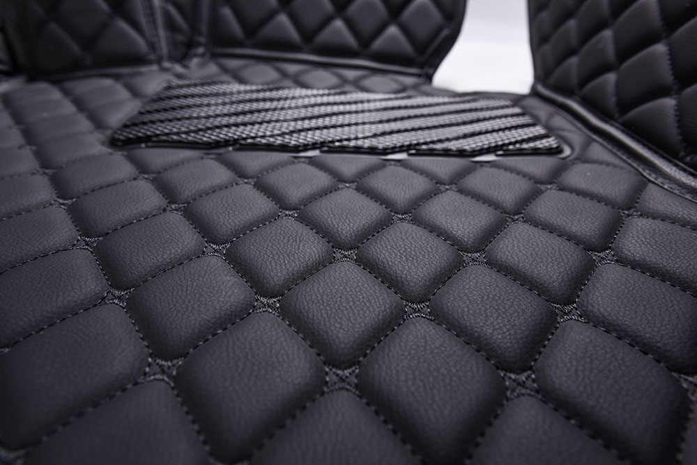 Black and Black Stitching Luxury Leather Diamonds Car Floor Mats Stores