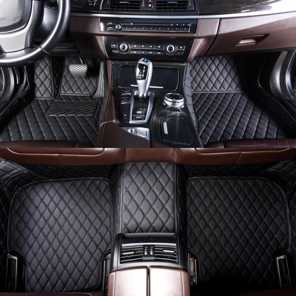 Black and Black Stitching Luxury Leather Diamond Car Mats Stores