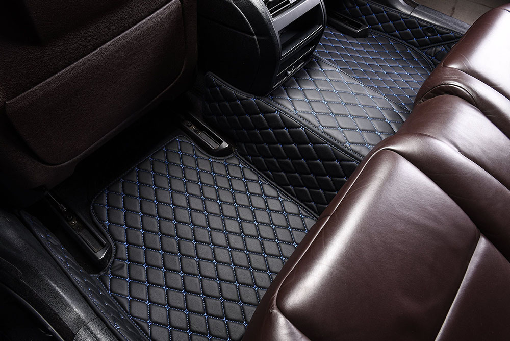 Black and Blue Stitching Custom Diamond Car Mats Stores