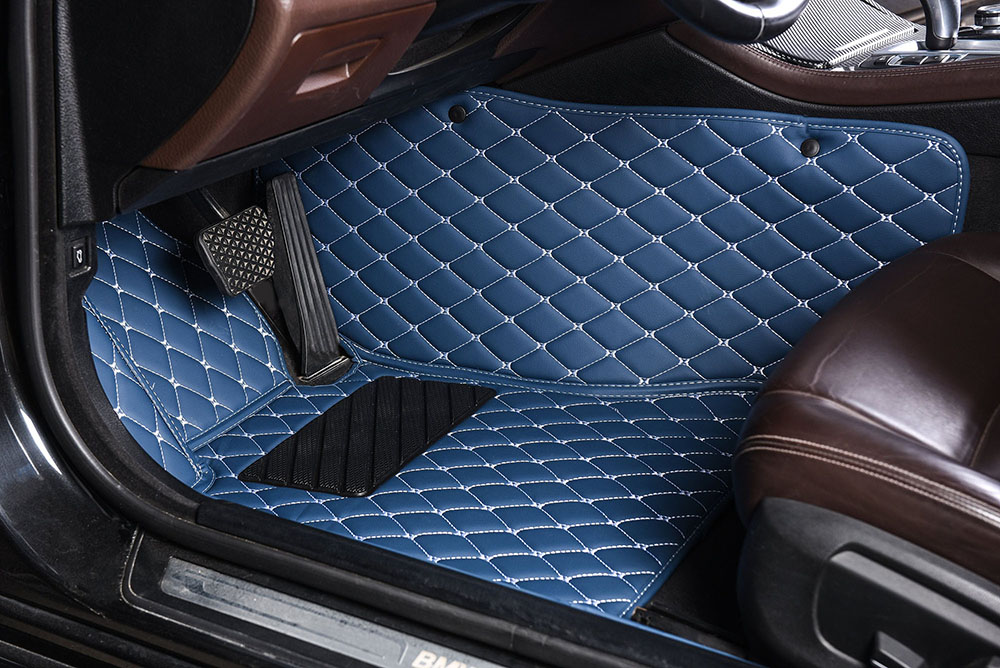 Blue Luxury Leather Diamond Car Mats Stores