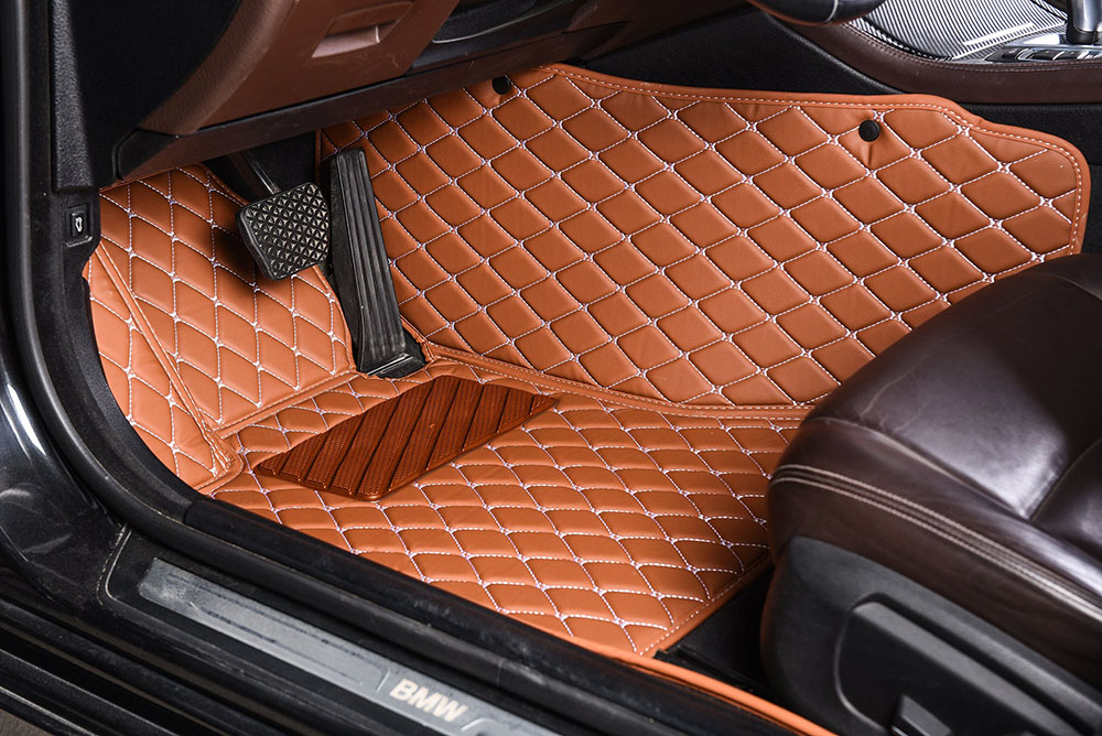 Brown Luxury Leather Diamond Car Mats Stores