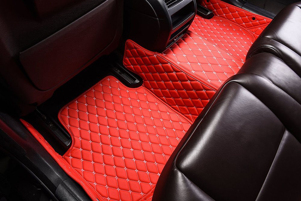 Red Custom Diamond Car Mats Stores