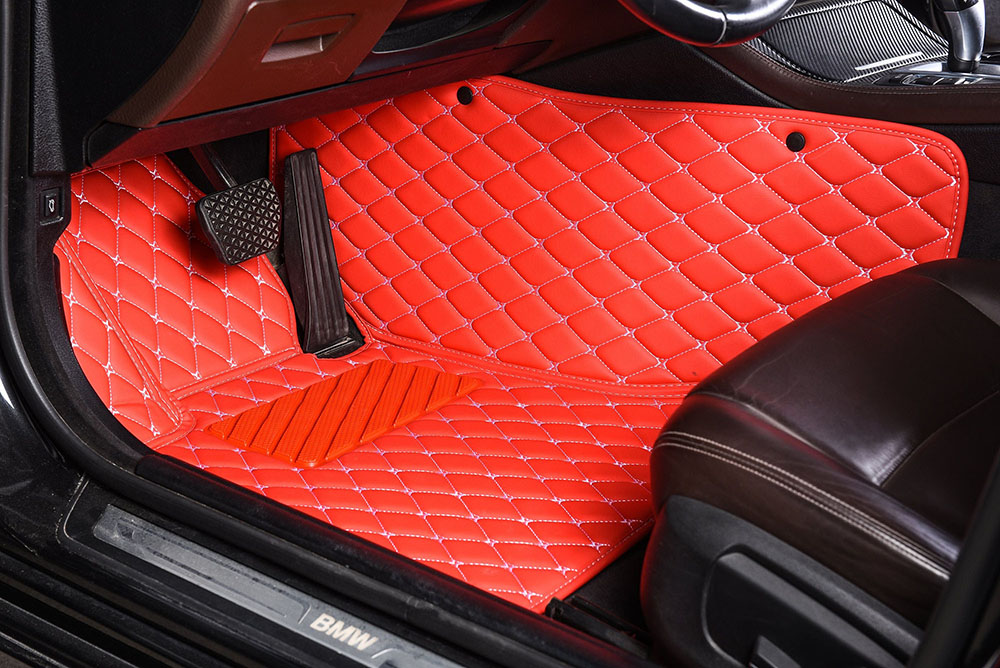 Red Luxury Leather Diamond Car Mats Stores