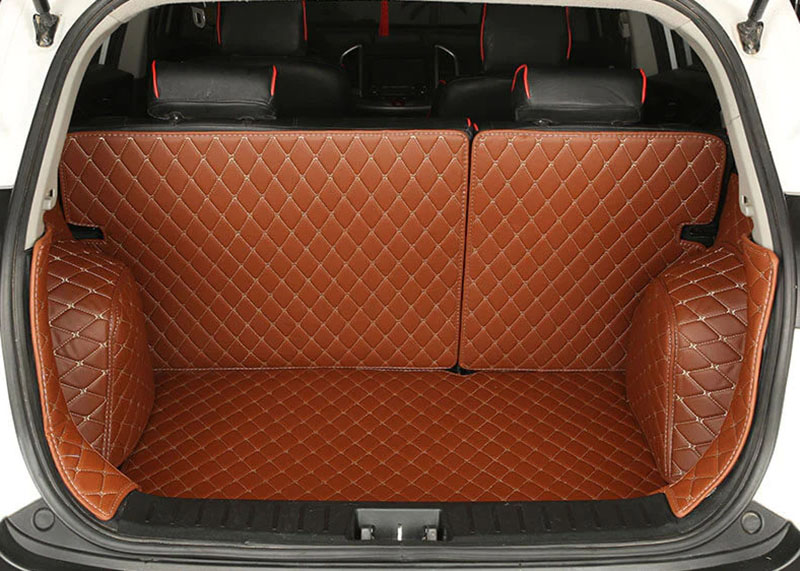 Brown Full Cover Luxury Leather Diamond Trunk Car Mats Stores
