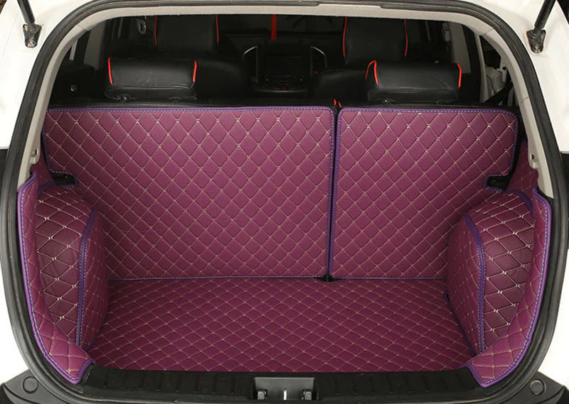 Purple Full Cover Luxury Leather Diamond Trunk Car Mats Stores
