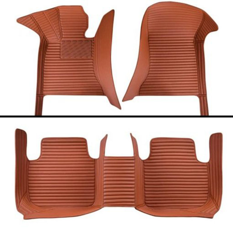 Brown Luxury Leather Stripe Car Mats Stores
