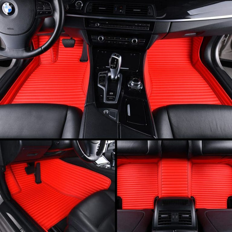 Red Luxury Leather Stripe Car Mats Stores