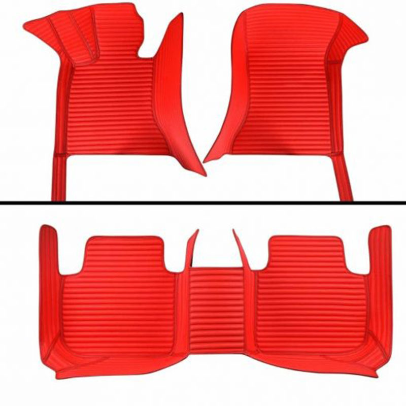 Red Luxury Leather Stripe Car Mats Stores
